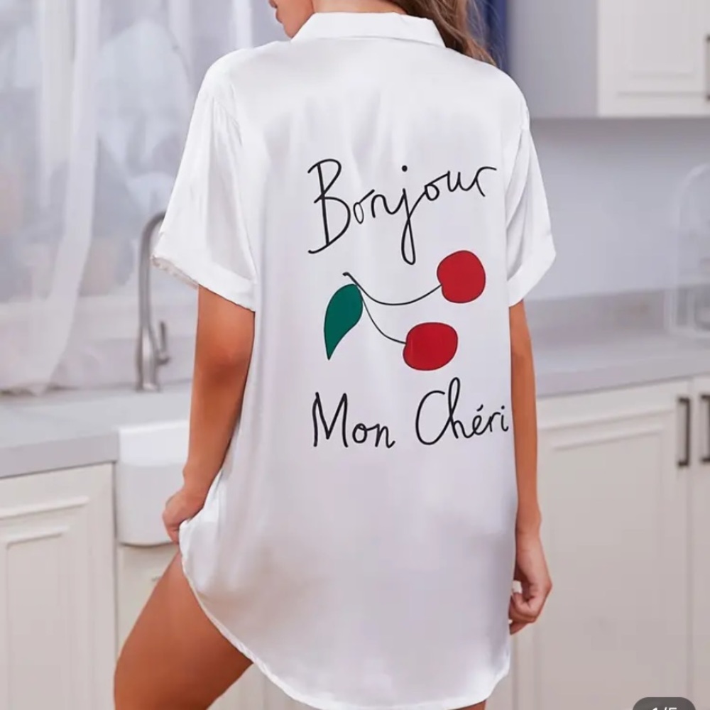 Bonjour, Mon Cheri Satin Nightshirt